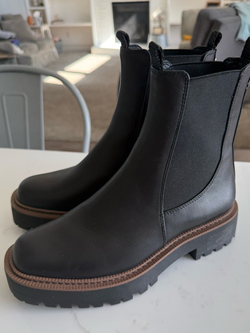 Sam Edelman Black Chelsea Lug Sole Boots